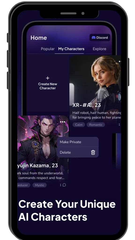 Key features: Create Your Unique AI Characters